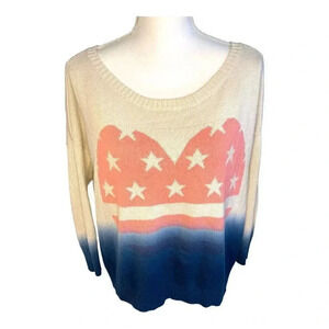 American Eagle‎ Small Pink Blue Ombre Star Heart Sweater Oversized